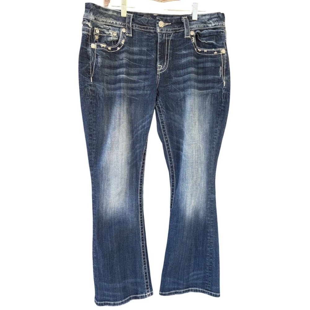 Miss Me Women's Size 31Mid-Rise Easy Boot Jeans Dark Wash